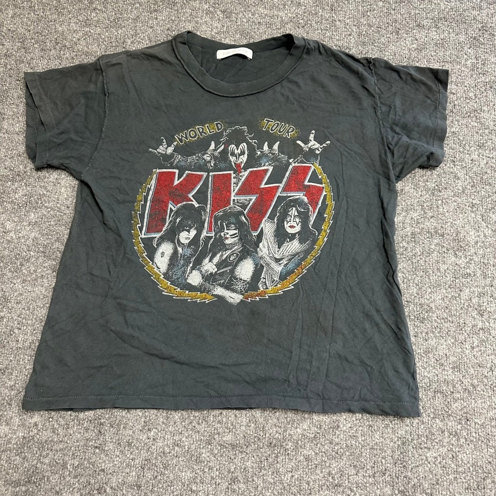 Daydreamer T-Shirt Womens Size M Gray KISS World Tour Graphic Cotton USA Made